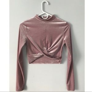 Pink Long Sleeved Crop Top